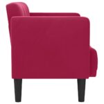 vidaXL Dvojpohovka, vínovo červená, 111 cm, zamat – Obrázok 4