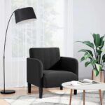 vidaXL Rozkladacia pohovka s podrúčkami, čierna 54 cm, zamat