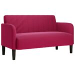 vidaXL Dvojpohovka, vínovo červená 109 cm, zamat – Obrázok 2