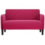 vidaXL Dvojpohovka, vínovo červená 109 cm, zamat – Obrázok 3