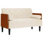 vidaXL Dvojpohovka s vankúšmi 110 cm, ľanová – Obrázok 2