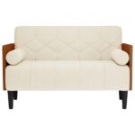 vidaXL Dvojpohovka s vankúšmi 110 cm, ľanová – Obrázok 3