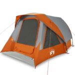vidaXL Rodinný stan-chatka pre 6 osôb, sivo-oranžový, vodeodolný – Obrázok 2
