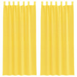 vidaXL Voálové závesy so slučkami, 2 ks, žlté, 140x225 cm – Obrázok 2