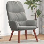 vidaXL Relaxačné kreslo svetlosivé zamatové – Obrázok 3