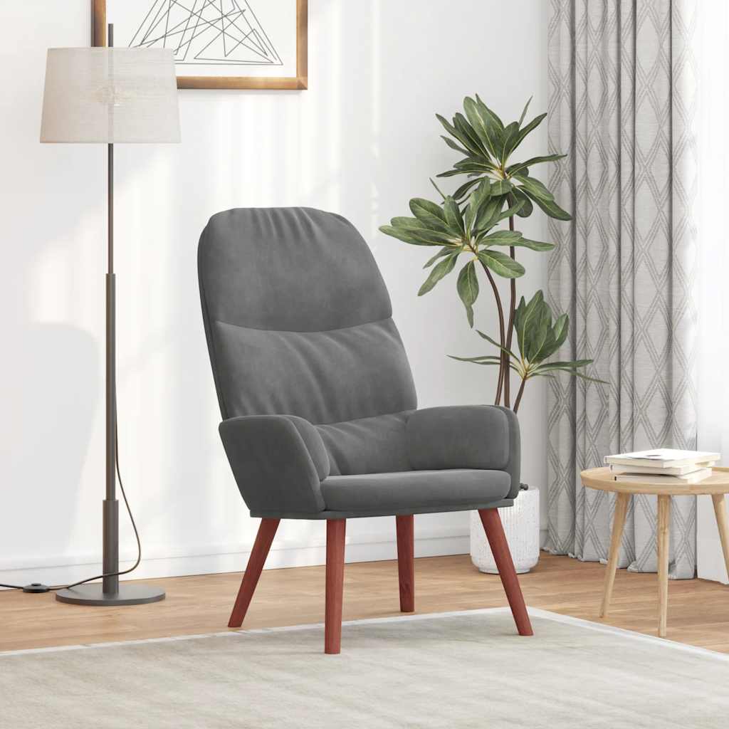 4102611_1.jpg vidaXL Relaxačné kreslo tmavošedé zamatové – Obrázok 1