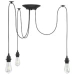 vidaXL Závesná lampa s 3 objímkami E27 čierna kovová
