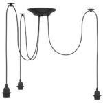 vidaXL Závesná lampa s 3 objímkami E27 čierna kovová – Obrázok 2
