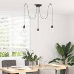 vidaXL Závesná lampa s 3 objímkami E27 čierna kovová – Obrázok 3