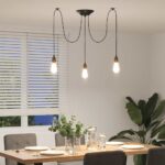 vidaXL Závesná lampa s 3 objímkami E27 čierna kovová – Obrázok 4