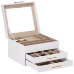 vidaXL Šperkovnica 3-vrstvová biela 23x20,5x14 cm – Obrázok 6