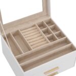 vidaXL Šperkovnica 3-vrstvová biela 23x20,5x14 cm – Obrázok 9