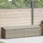 vidaXL Záhradný úložný box svetlosivý 220x50x58 cm polyratan – Obrázok 2