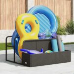 vidaXL Úložný plavák k bazénu, čierny 110x100x57 cm, polyratan – Obrázok 3