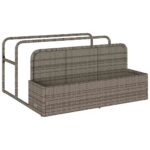 vidaXL Úložný plavák pri bazéne, sivý 110x100x57 cm, polyratan – Obrázok 2