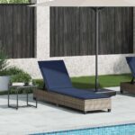 vidaXL Záhradné ležadlo s vankúšmi, sivé 55x200x25,5 cm, polyratan