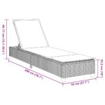 vidaXL Záhradné ležadlo s vankúšmi, sivé 55x200x25,5 cm, polyratan – Obrázok 12