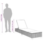 vidaXL Záhradné ležadlo s vankúšmi, sivé 55x200x25,5 cm, polyratan – Obrázok 13