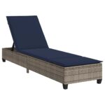 vidaXL Záhradné ležadlo s vankúšmi, sivé 55x200x25,5 cm, polyratan – Obrázok 2