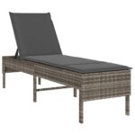 vidaXL Záhradné ležadlo s vankúšom, sivé 55x200x44 cm, polyratan – Obrázok 2