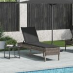 vidaXL Záhradné ležadlo s vankúšom, sivé 55x200x44 cm, polyratan – Obrázok 3