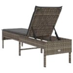 vidaXL Záhradné ležadlo s vankúšom, sivé 55x200x44 cm, polyratan – Obrázok 7