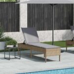 vidaXL Záhradné ležadlo s vankúšom béžové 55x200x44 cm polyratan – Obrázok 3