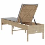 vidaXL Záhradné ležadlo s vankúšom béžové 55x200x44 cm polyratan – Obrázok 7