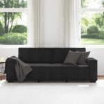 vidaXL 3-miestna pohovka, čierna 220x78x84 cm, zamat – Obrázok 3