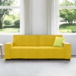vidaXL 3-miestna pohovka, žltá 220x78x84 cm, zamat – Obrázok 3