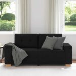 vidaXL Dvojpohovka, čierna 180x77x82 cm, látka – Obrázok 3