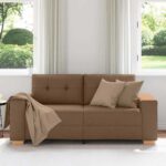 vidaXL Dvojpohovka hnedá 180x77x82 cm látková – Obrázok 3