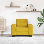 vidaXL Rozkladacia pohovka, kreslo, žltá 100x78x80 cm, zamat – Obrázok 3