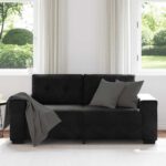 vidaXL Dvojpohovka, čierna 180x77x82 cm, zamat – Obrázok 3