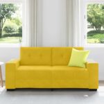 vidaXL Dvojpohovka žltá 180x77x82 cm zamatová – Obrázok 3