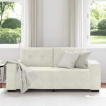 vidaXL Dvojpohovka krémová 180x77x82 cm zamatová – Obrázok 3