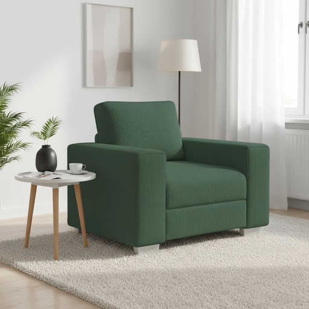 4105190_1.jpg vidaXL Rozkladacia pohovka, tmavozelená 100x77x82 cm, manšestrová látka – Obrázok 1