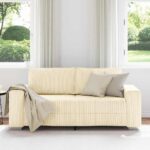 vidaXL Dvojpohovka krémová 180x77x82 cm, manšestrová látka – Obrázok 3