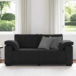 vidaXL Dvojpohovka, čierna 180x77x82 cm, zamat – Obrázok 3