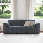 vidaXL 3-miestna pohovka, tmavosivá, 220x77x82 cm, zamat – Obrázok 3
