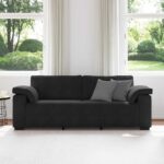 vidaXL 3-miestna pohovka, čierna 220x77x82 cm, zamat – Obrázok 3
