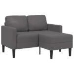 vidaXL 2-miestna pohovka s ležadlom v tvare L, sivá 125 cm, umelá koža