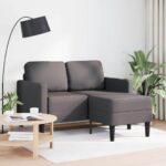 vidaXL 2-miestna pohovka s ležadlom v tvare L, sivá 125 cm, umelá koža – Obrázok 2