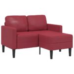 vidaXL 2-miestna pohovka s ležadlom v tvare L, vínovo červená 125 cm, umelá koža
