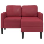vidaXL 2-miestna pohovka s ležadlom v tvare L, vínovo červená 125 cm, umelá koža – Obrázok 3