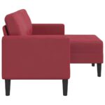 vidaXL 2-miestna pohovka s ležadlom v tvare L, vínovo červená 125 cm, umelá koža – Obrázok 4