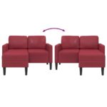 vidaXL 2-miestna pohovka s ležadlom v tvare L, vínovo červená 125 cm, umelá koža – Obrázok 6