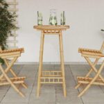 vidaXL Okrúhly vonkajší barový stôl Ø55x100 cm bambusový – Obrázok 3