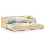 vidaXL Denná posteľ s výsuvným lôžkom bez matraca IRUN 90x200 cm – Obrázok 2