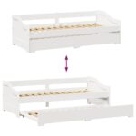 vidaXL Denná posteľ s výsuvným lôžkom bez matraca IRUN biela 90x200 cm – Obrázok 10
